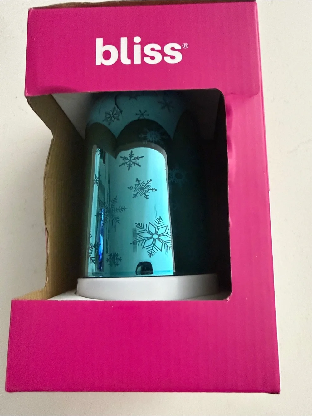 NIB Bliss Blue Ultrasonic Glass Humidifier Aroma Diffuser 7 color led lights